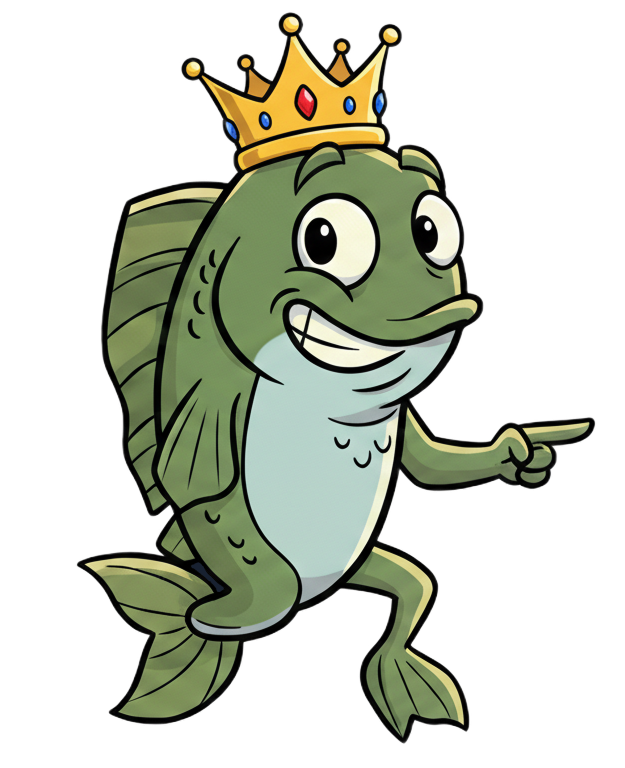 LLM Relevance mascot - a friendly bass fish